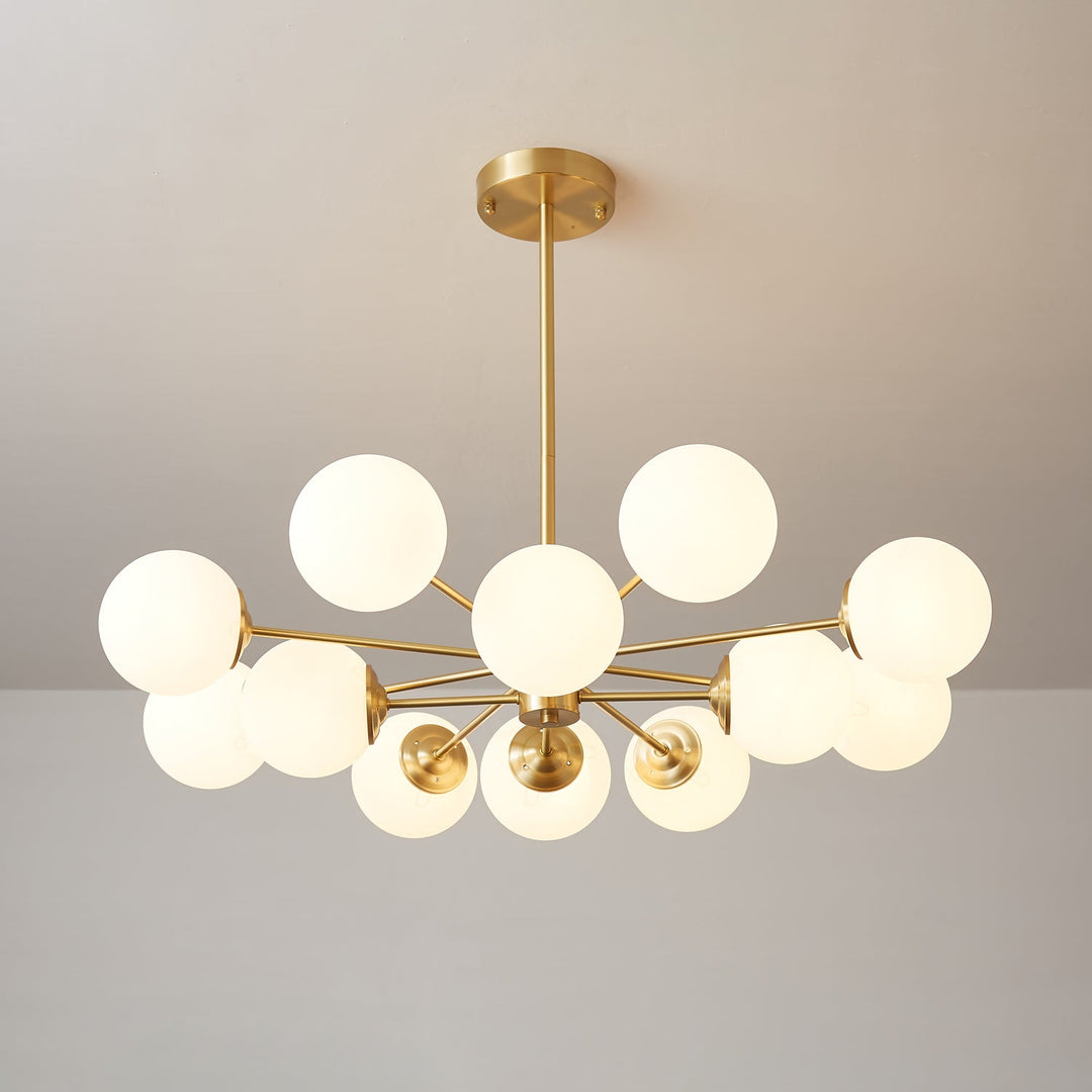 Velirora lampadario Elysium ottone sfere in vetro Smerigliato