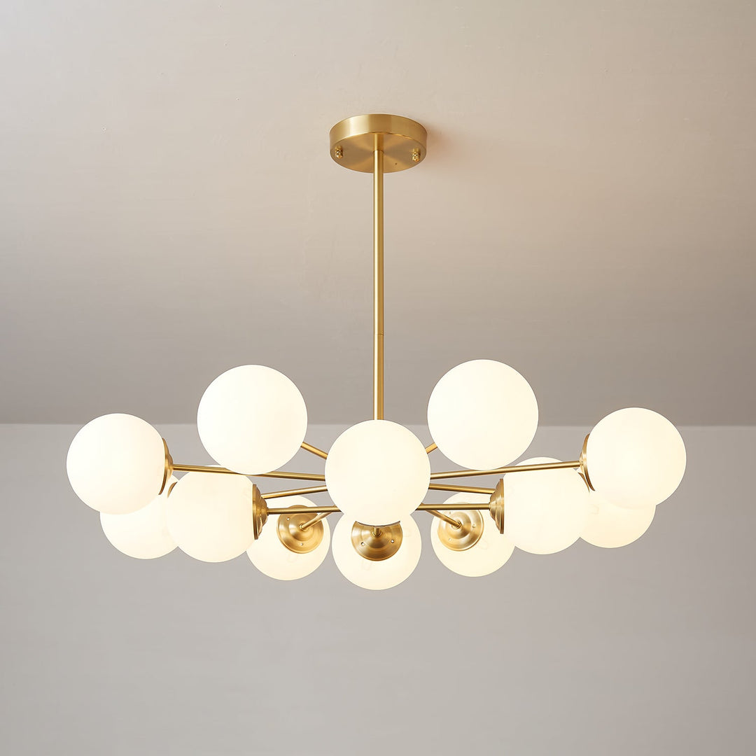 Velirora lampadario Elysium ottone sfere in vetro Smerigliato