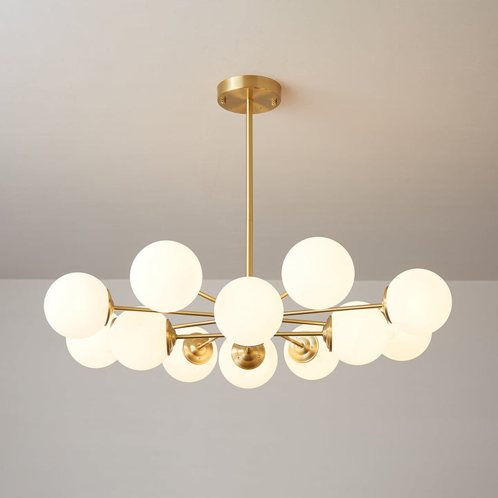 Velirora lampadario Elysium ottone sfere in vetro Smerigliato