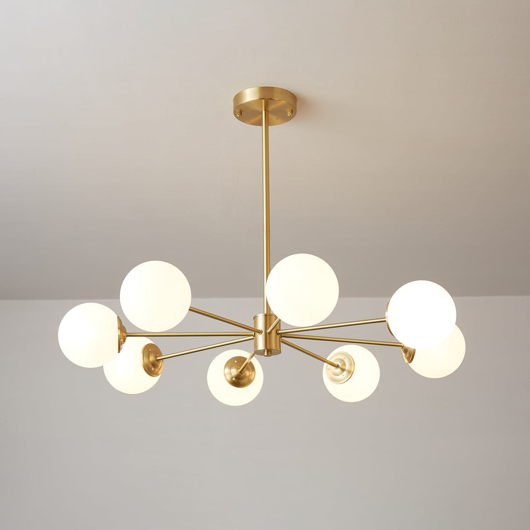 Velirora lampadario Elysium ottone sfere in vetro Smerigliato