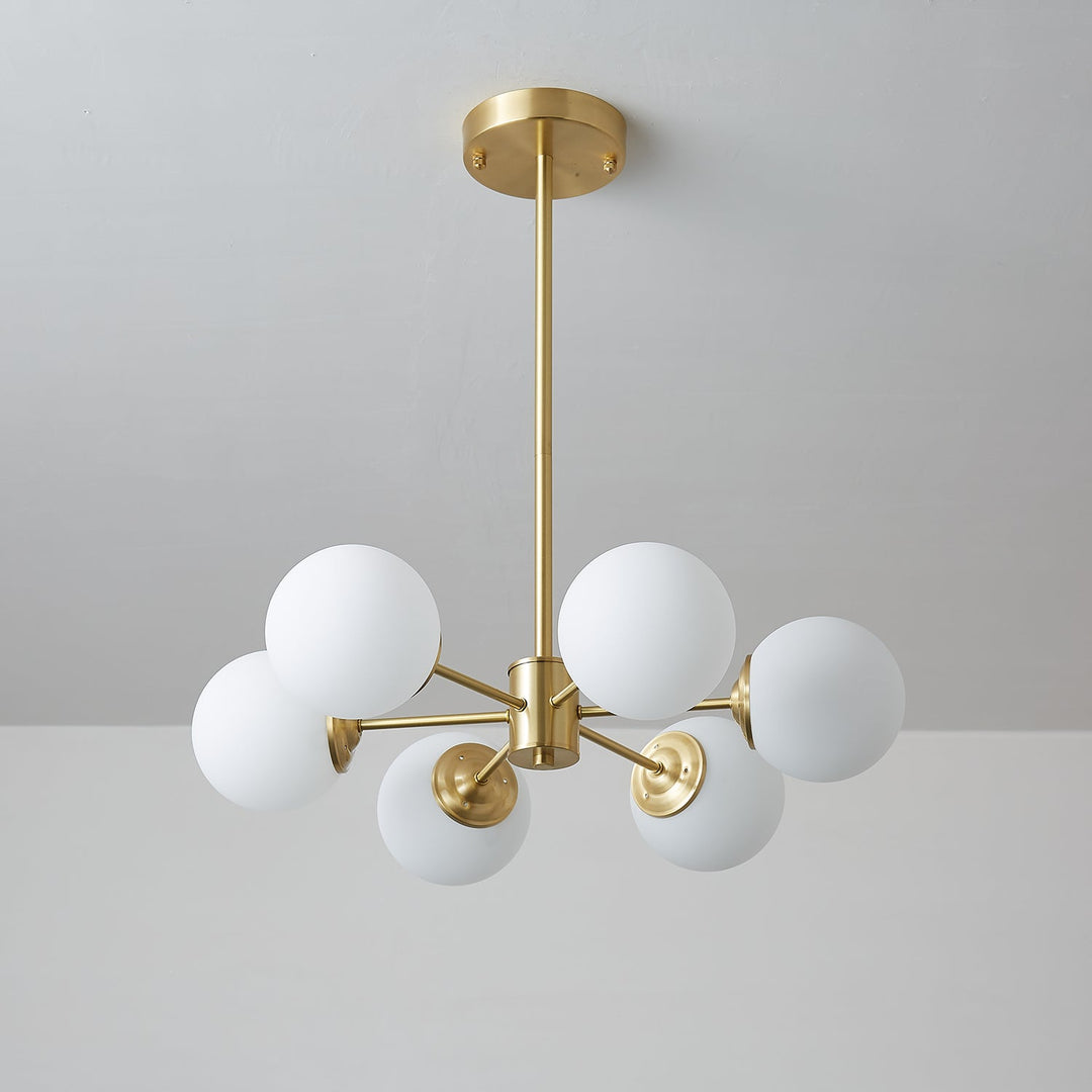 Velirora lampadario Elysium ottone sfere in vetro Smerigliato