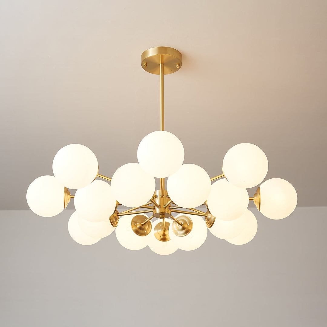 Velirora lampadario Elysium ottone sfere in vetro Smerigliato