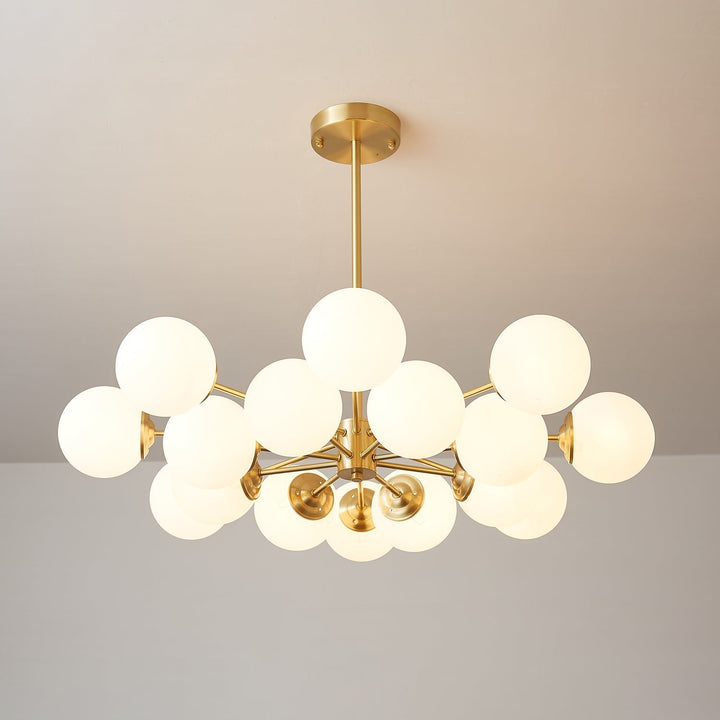 Velirora lampadario Elysium ottone sfere in vetro Smerigliato