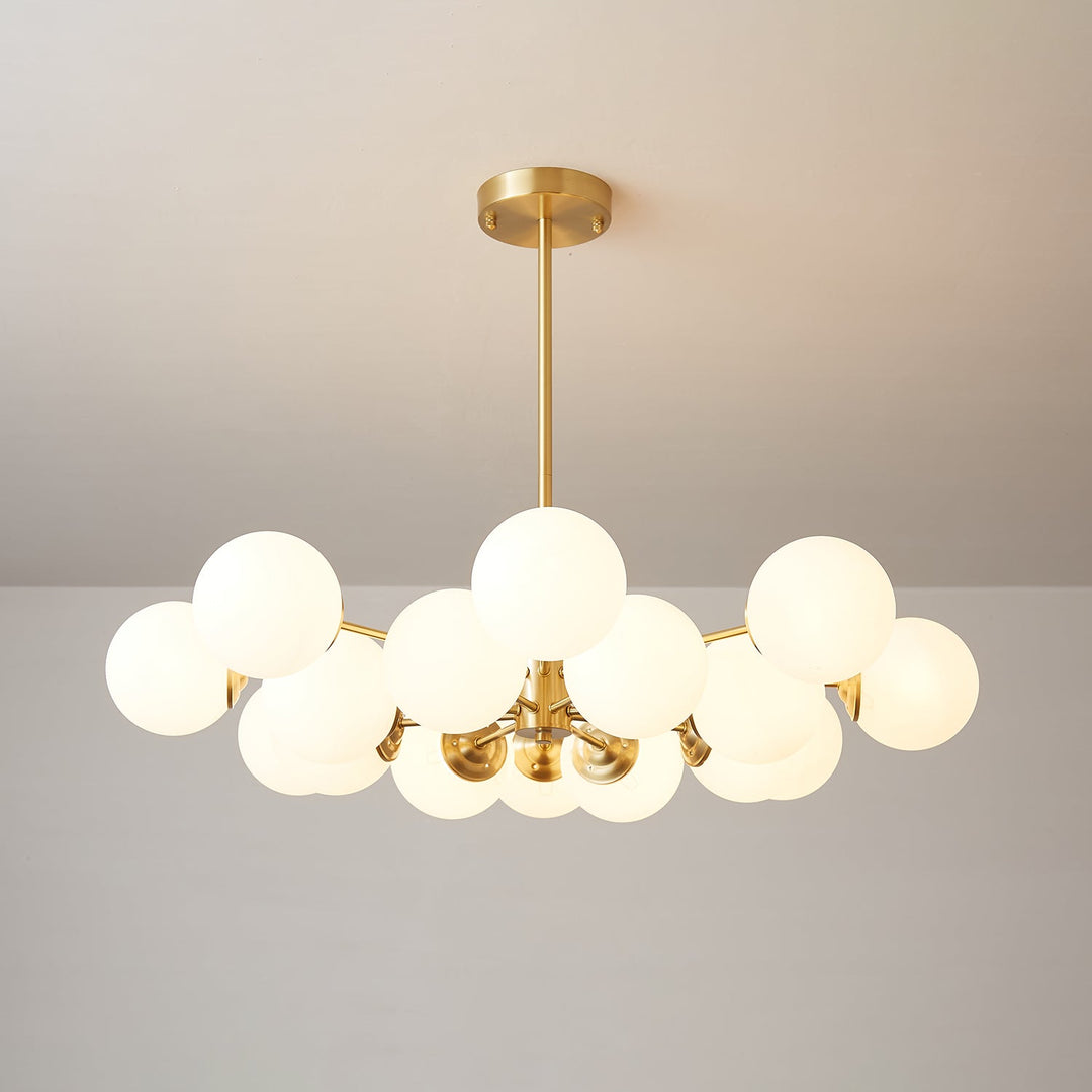 Velirora lampadario Elysium ottone sfere in vetro Smerigliato