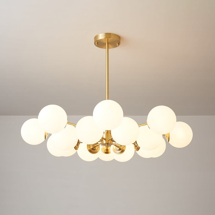 Velirora lampadario Elysium ottone sfere in vetro Smerigliato