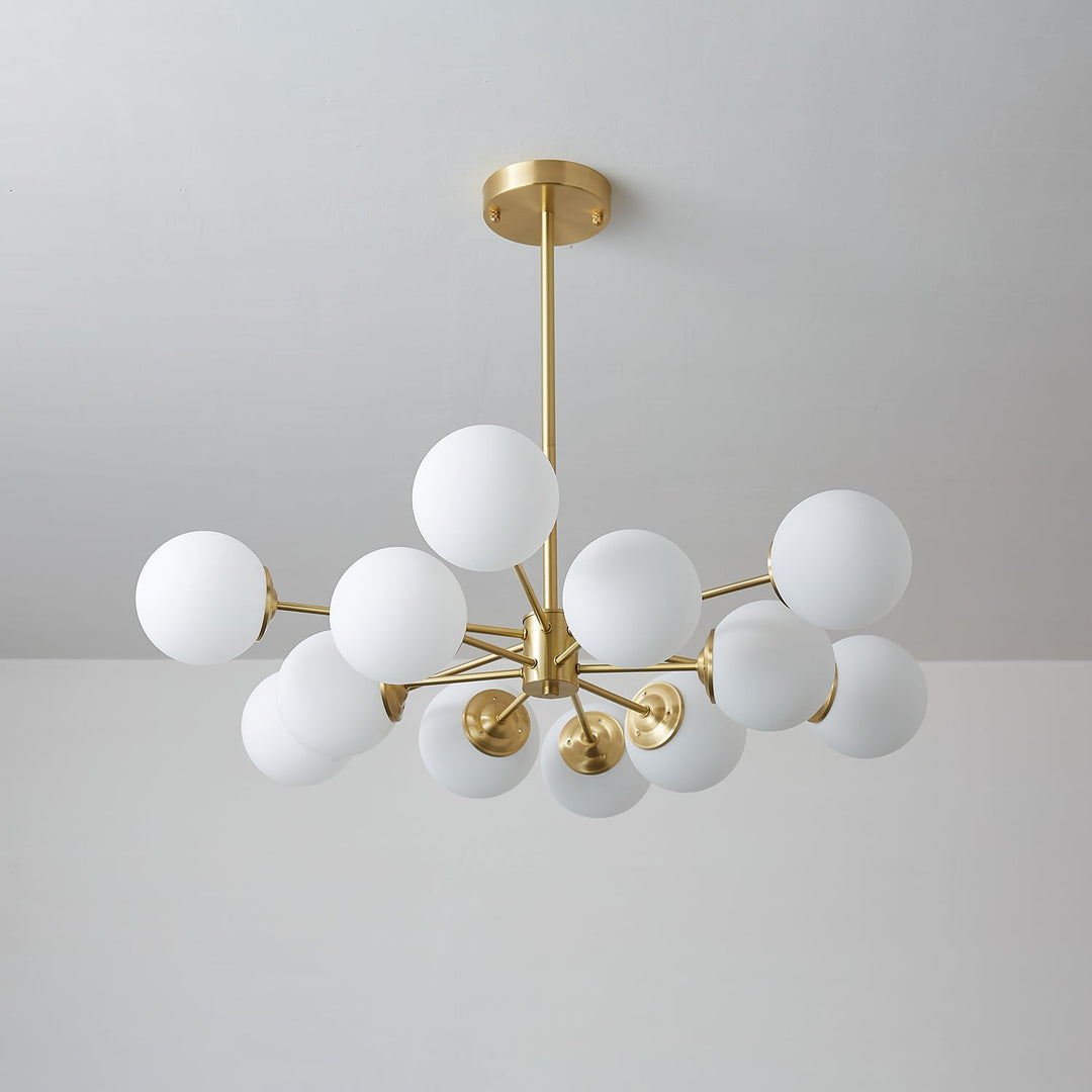 Velirora lampadario Elysium ottone sfere in vetro Smerigliato