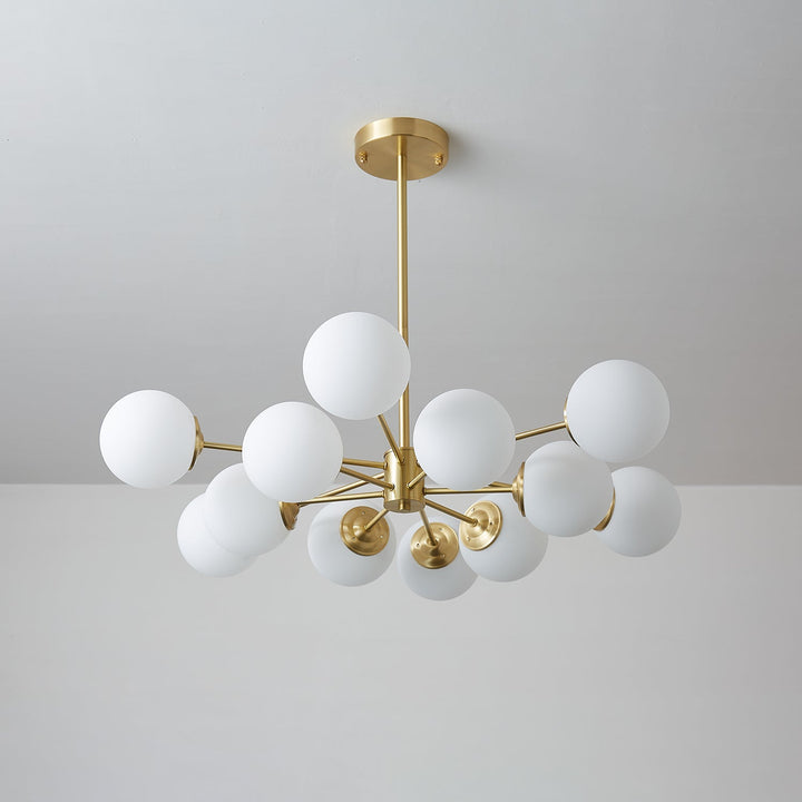 Velirora lampadario Elysium ottone sfere in vetro Smerigliato