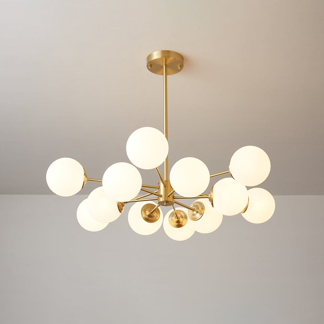 Velirora lampadario Elysium ottone sfere in vetro Smerigliato
