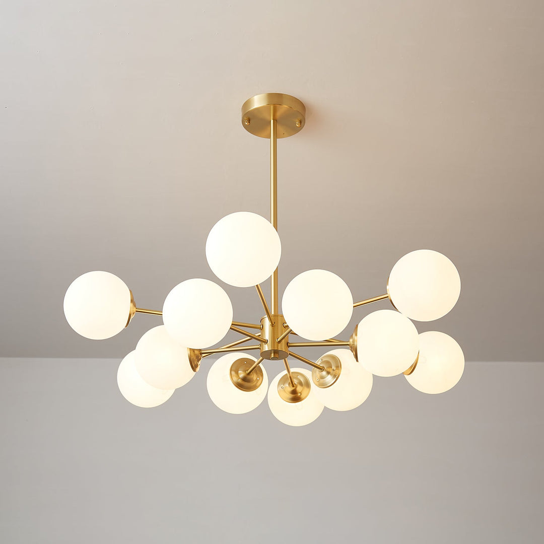 Velirora lampadario Elysium ottone sfere in vetro Smerigliato