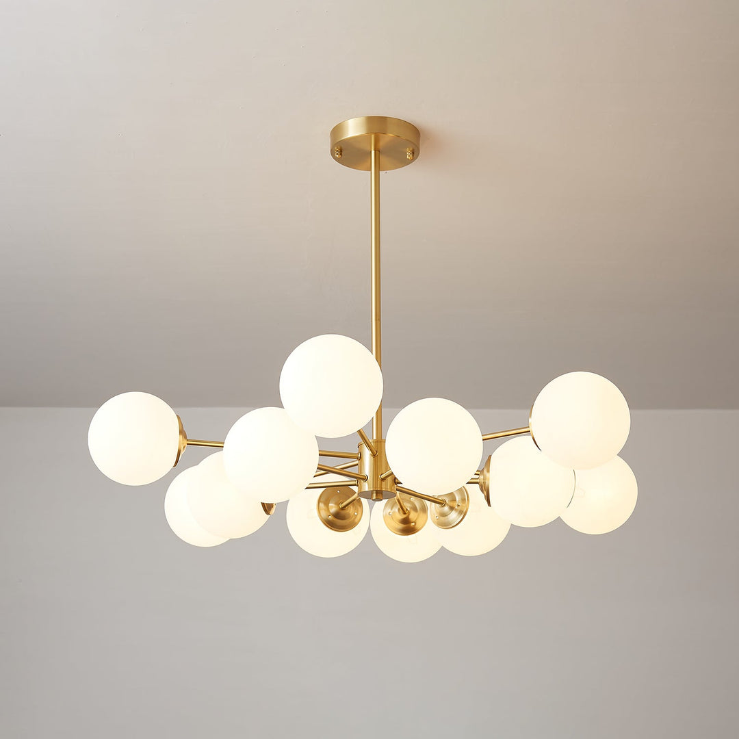 Velirora lampadario Elysium ottone sfere in vetro Smerigliato