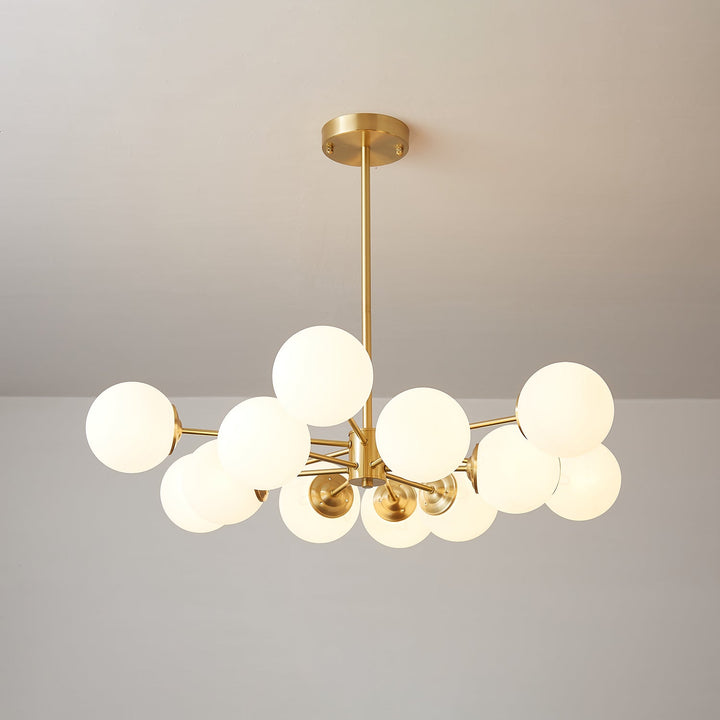Velirora lampadario Elysium ottone sfere in vetro Smerigliato