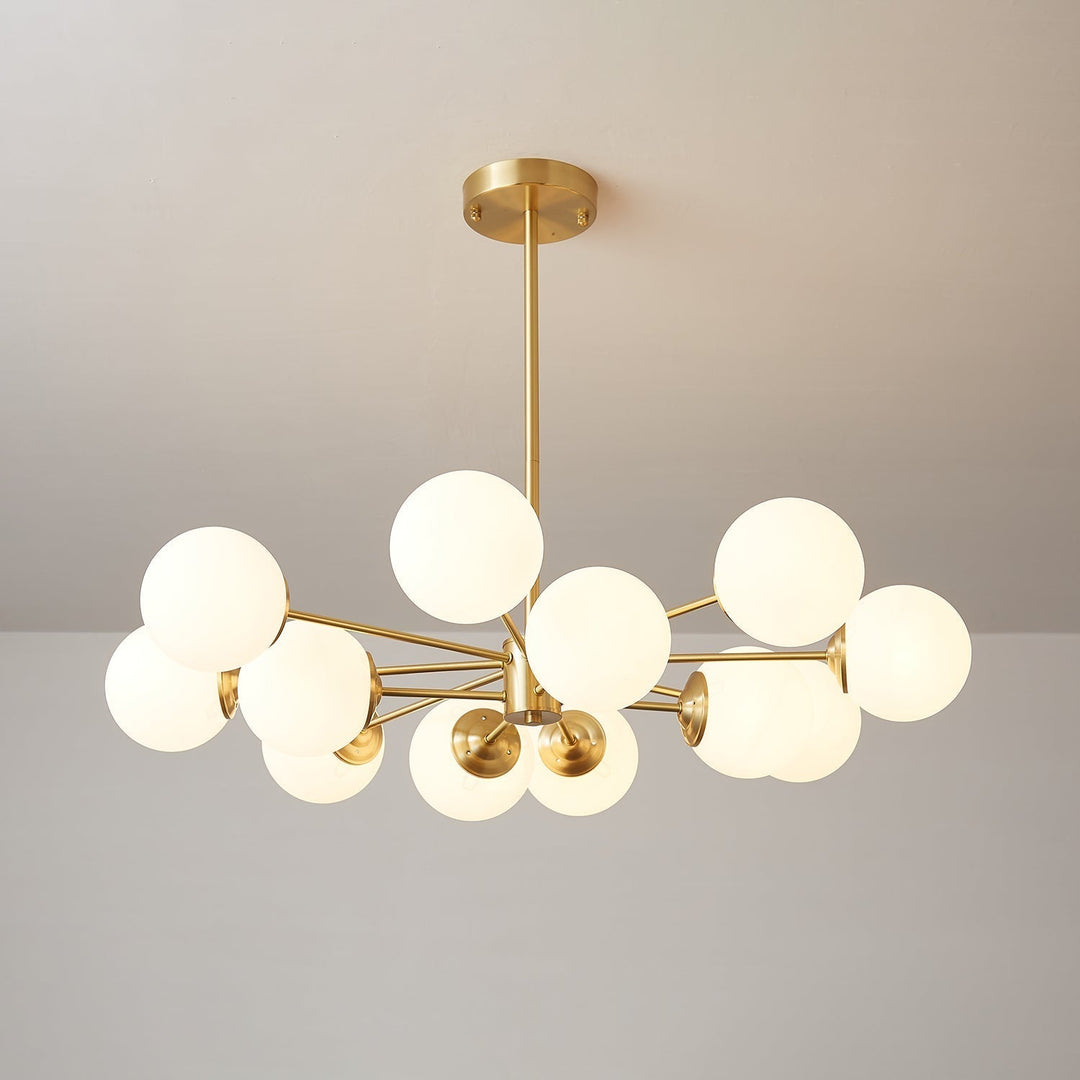 Velirora lampadario Elysium ottone sfere in vetro Smerigliato