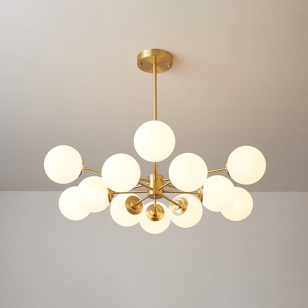 Velirora lampadario Elysium ottone sfere in vetro Smerigliato