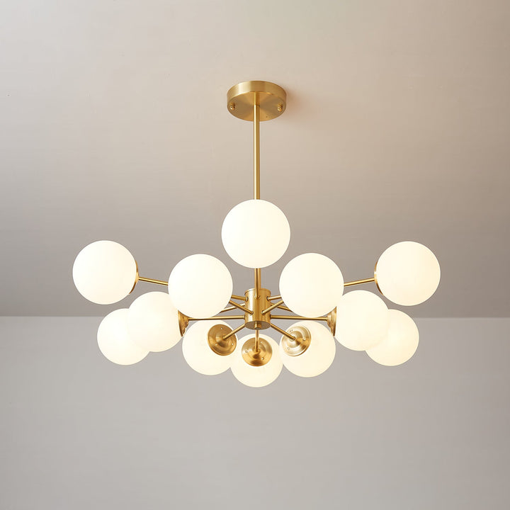 Velirora lampadario Elysium ottone sfere in vetro Smerigliato