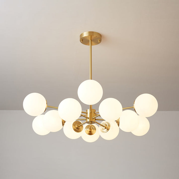 Velirora lampadario Elysium ottone sfere in vetro Smerigliato