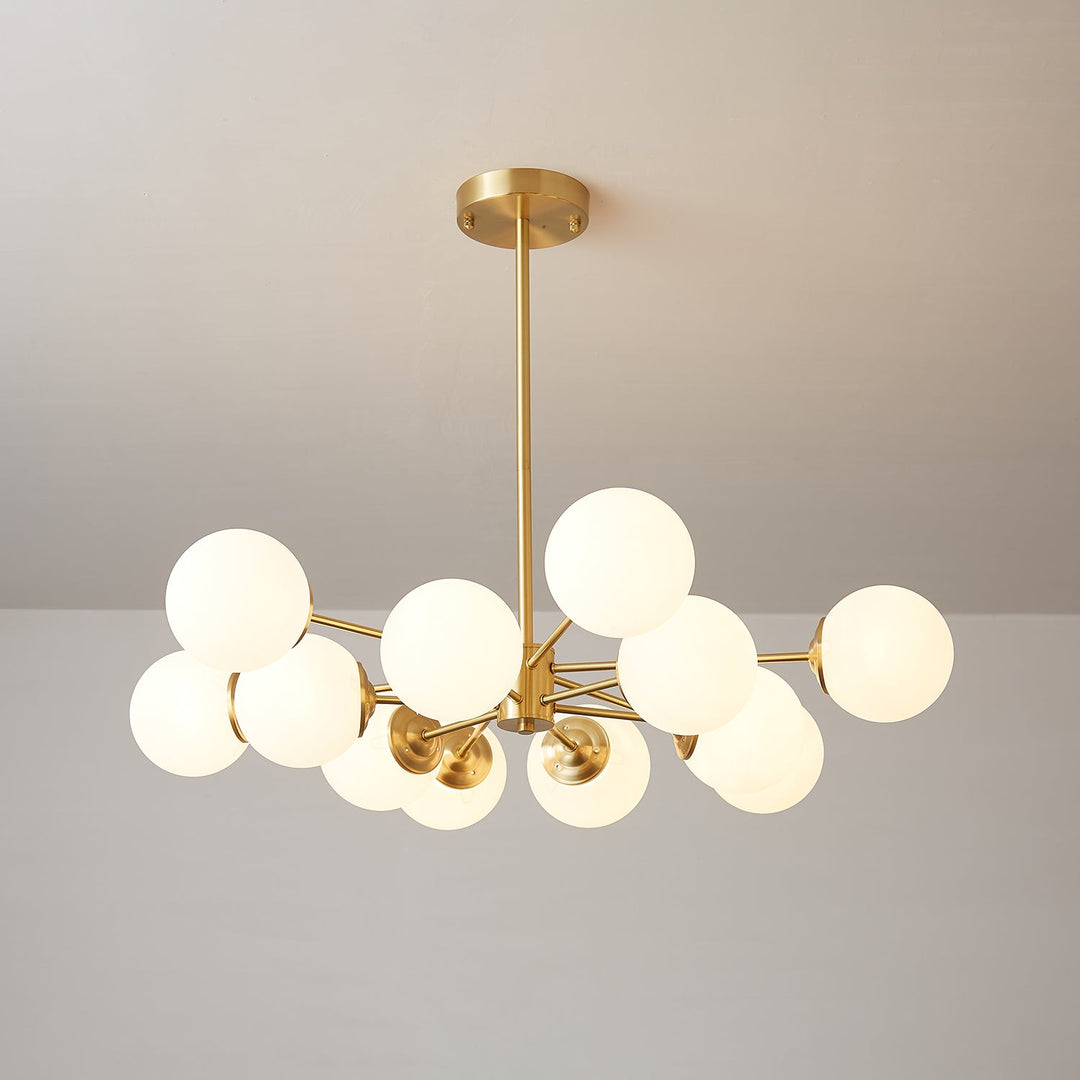 Velirora lampadario Elysium ottone sfere in vetro Smerigliato