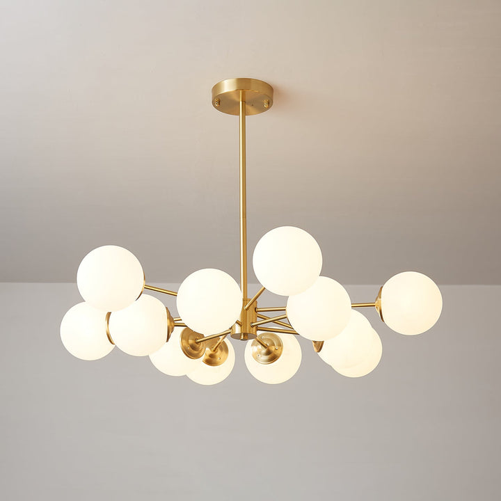 Velirora lampadario Elysium ottone sfere in vetro Smerigliato