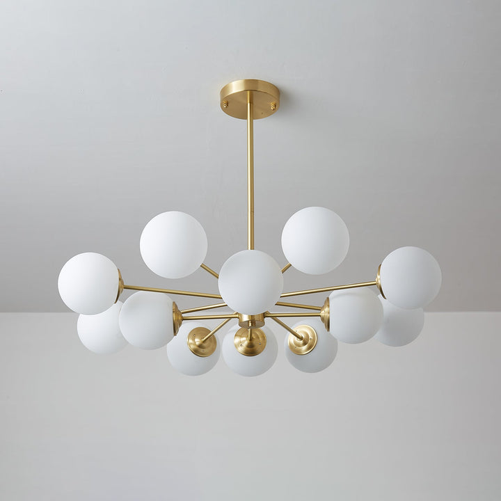 Velirora lampadario Elysium ottone sfere in vetro Smerigliato