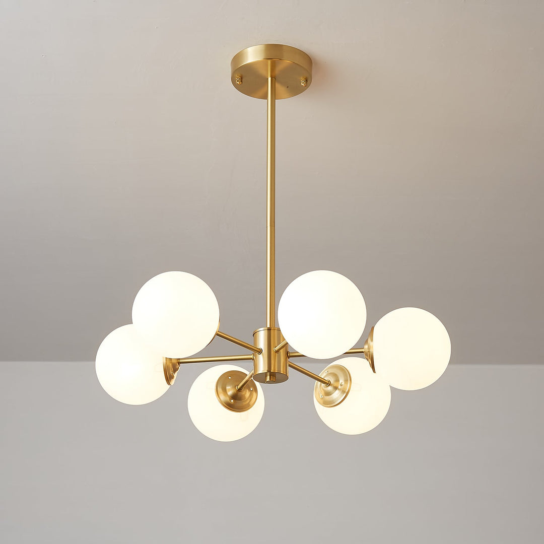Velirora lampadario Elysium ottone sfere in vetro Smerigliato