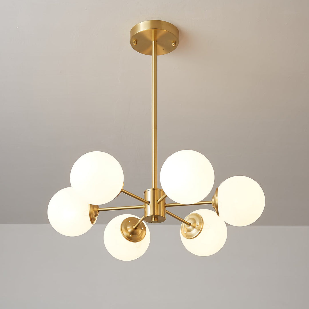 Velirora lampadario Elysium ottone sfere in vetro Smerigliato