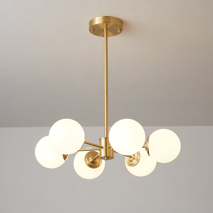 Velirora lampadario Elysium ottone sfere in vetro Smerigliato