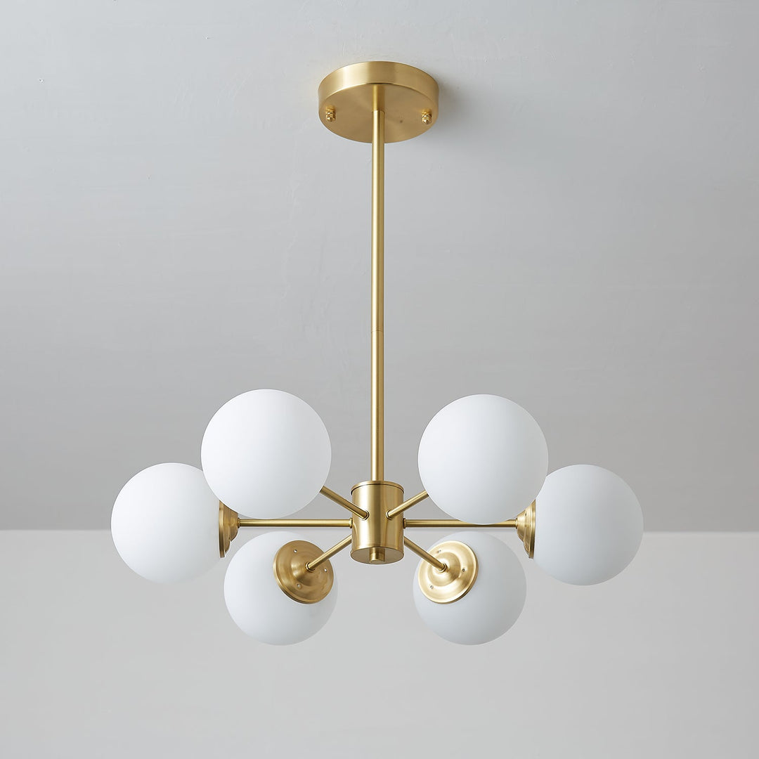 Velirora lampadario Elysium ottone sfere in vetro Smerigliato