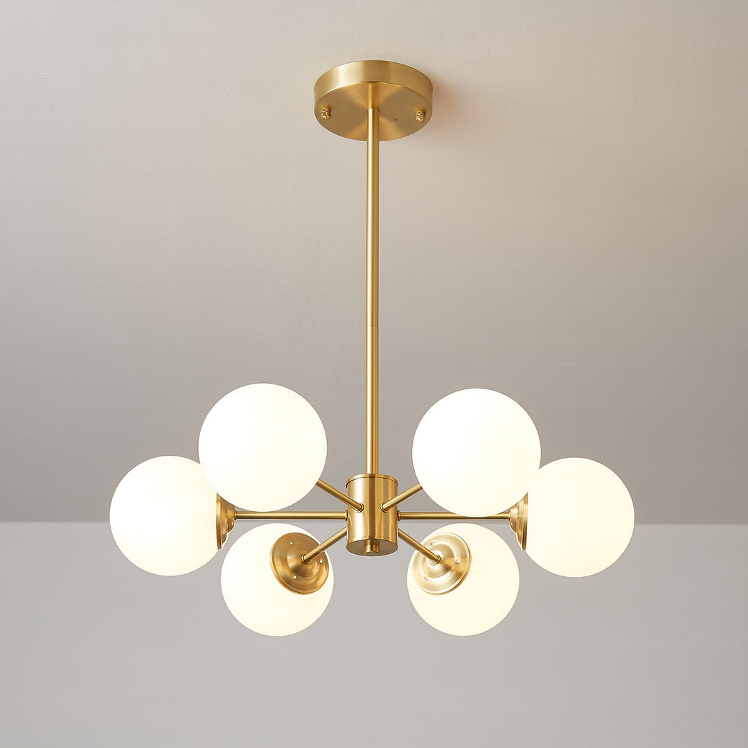 Velirora lampadario Elysium ottone sfere in vetro Smerigliato