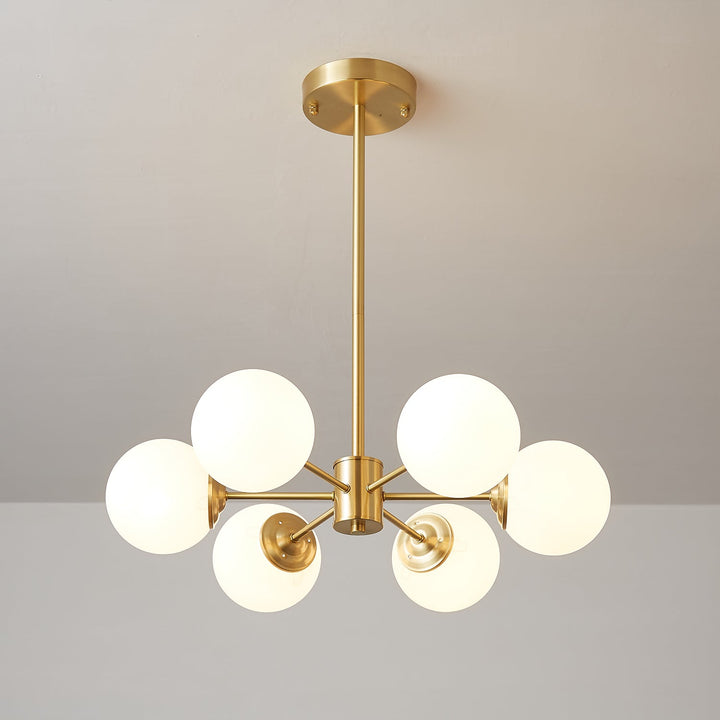 Velirora lampadario Elysium ottone sfere in vetro Smerigliato