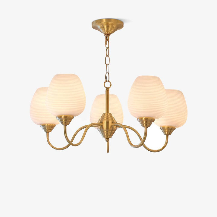Celenian lampadario ottone Antico vetro bianco