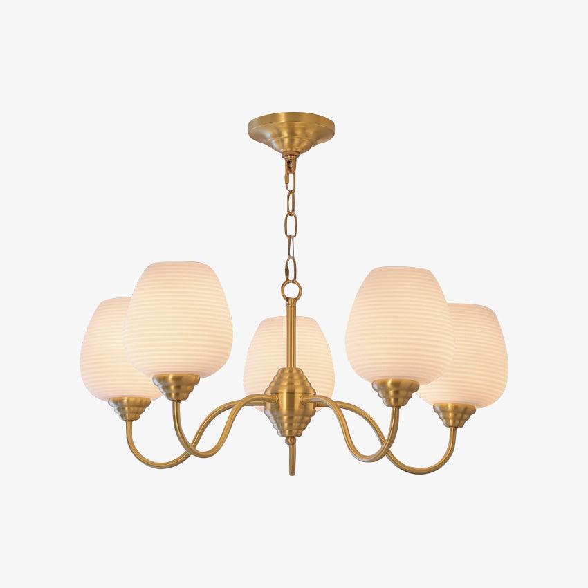 Celenian lampadario ottone Antico vetro bianco