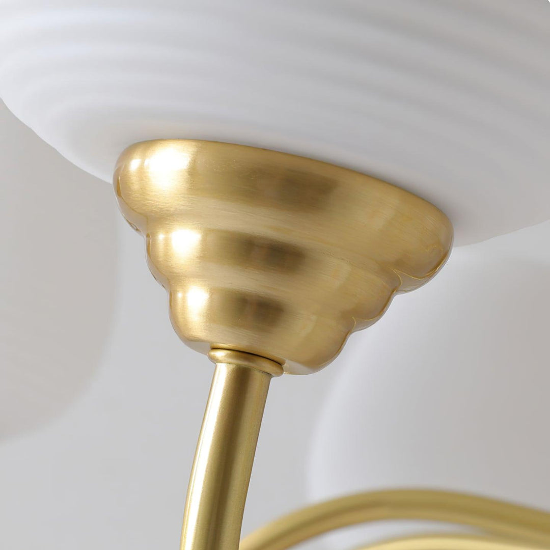 Celenian lampadario ottone Antico vetro bianco