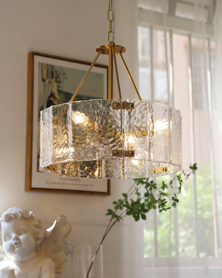 Virelix lampadario in vetro a Tamburo cilindrico