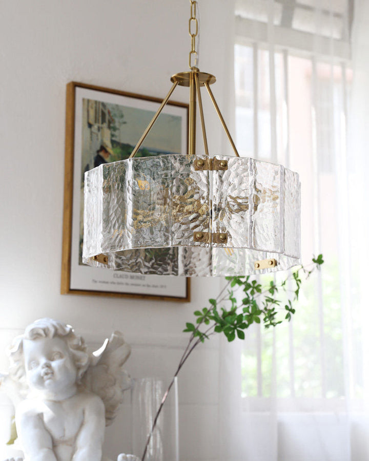 Virelix lampadario in vetro a Tamburo cilindrico