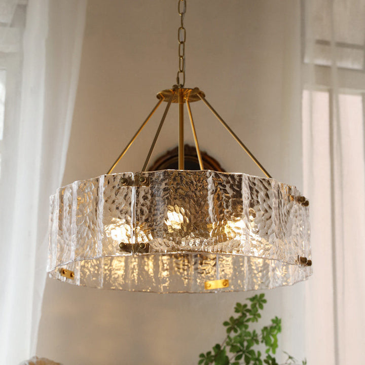 Virelix lampadario in vetro a Tamburo cilindrico