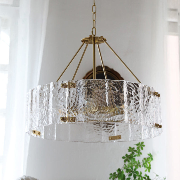 Virelix lampadario in vetro a Tamburo cilindrico