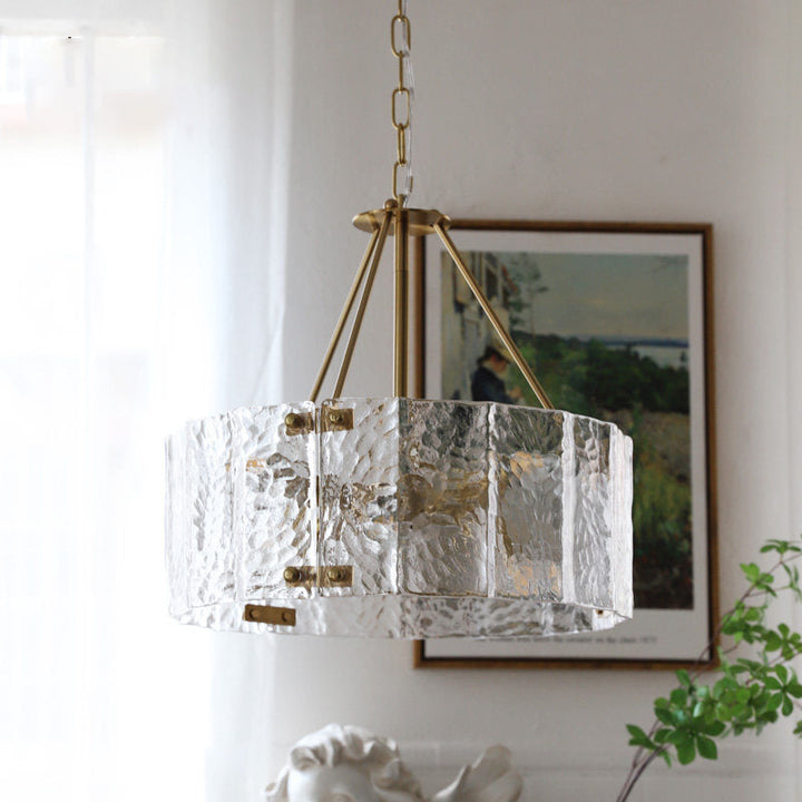 Virelix lampadario in vetro a Tamburo cilindrico