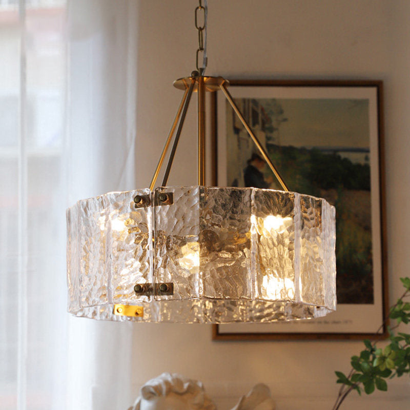 Virelix lampadario in vetro a Tamburo cilindrico