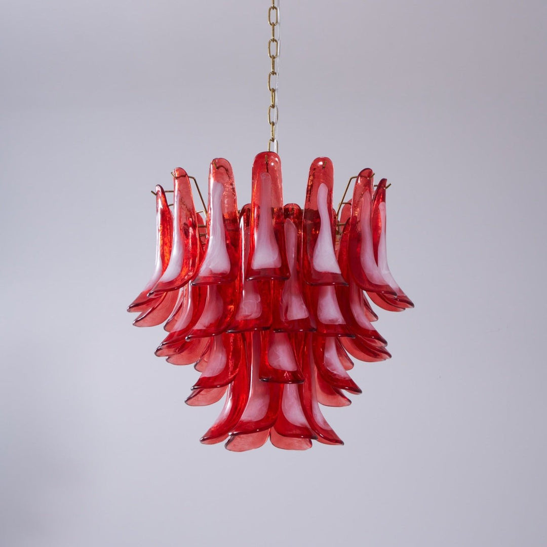 Celarine lampadario a petali Rossi in vetro Stratificato Artistico