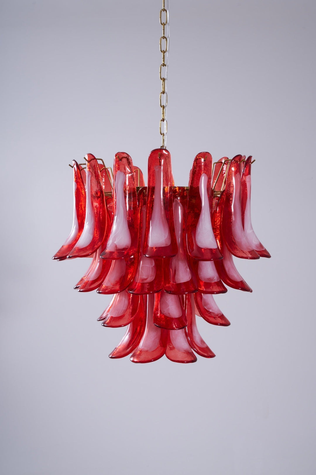 Celarine lampadario a petali Rossi in vetro Stratificato Artistico