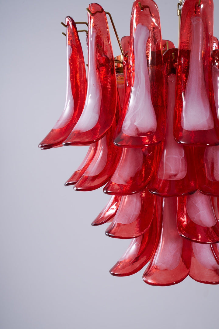Celarine lampadario a petali Rossi in vetro Stratificato Artistico