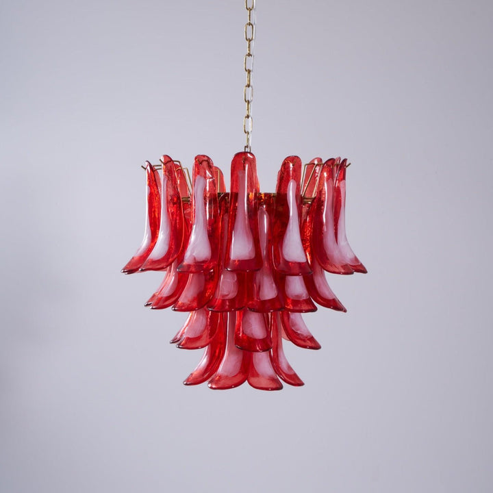 Celarine lampadario a petali Rossi in vetro Stratificato Artistico