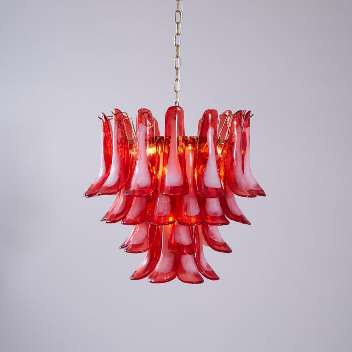 Celarine lampadario a petali Rossi in vetro Stratificato Artistico