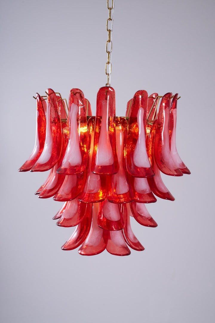 Celarine lampadario a petali Rossi in vetro Stratificato Artistico