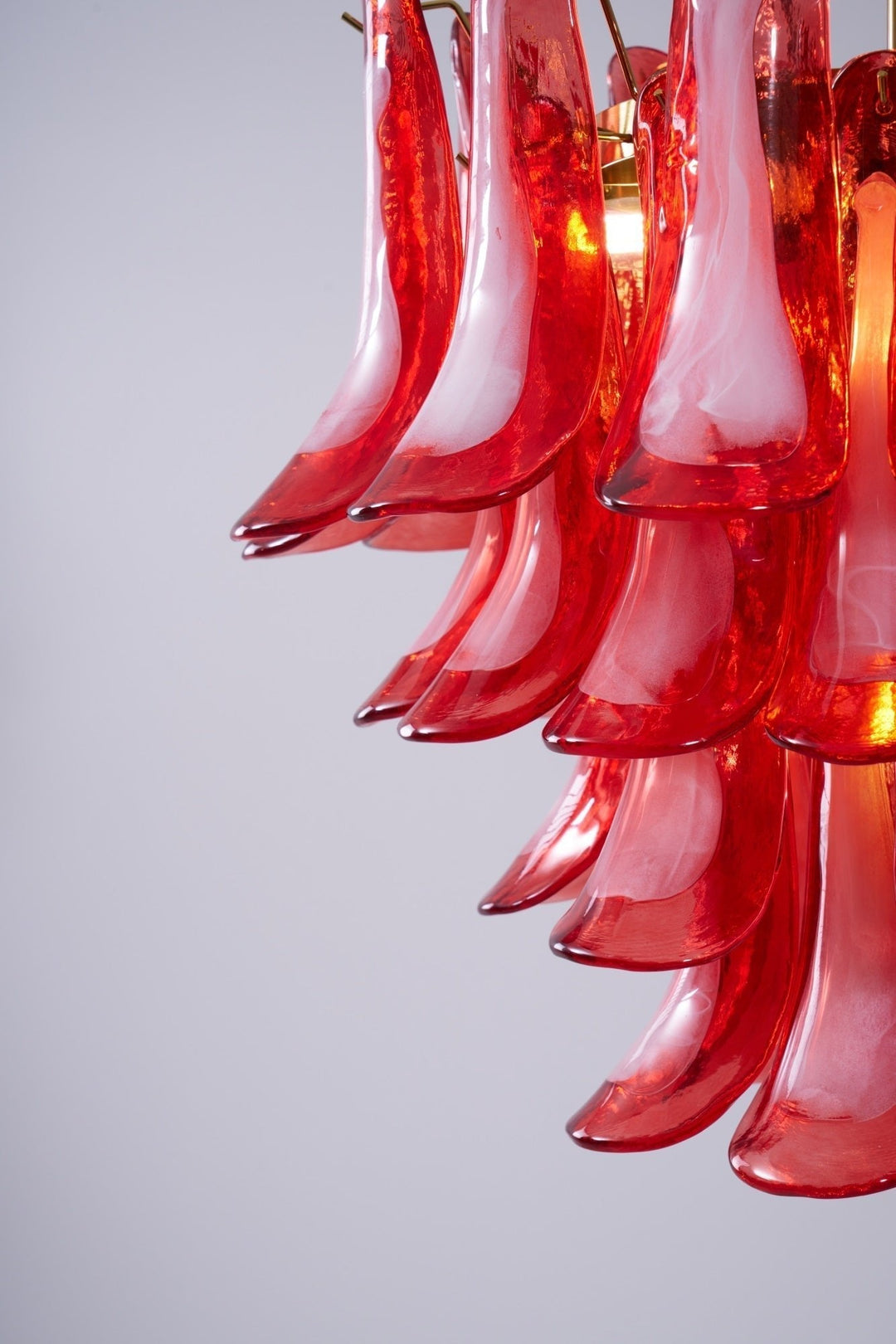 Celarine lampadario a petali Rossi in vetro Stratificato Artistico