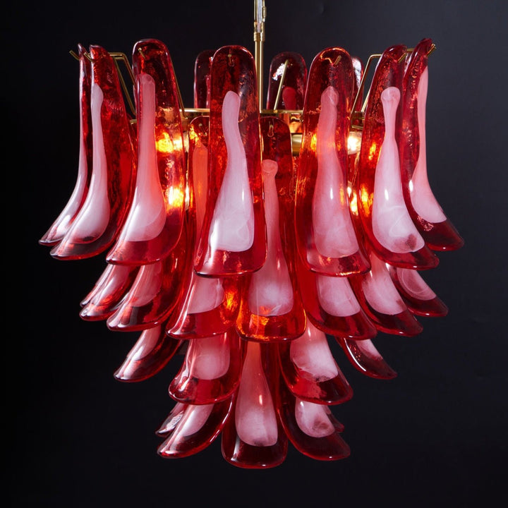 Celarine lampadario a petali Rossi in vetro Stratificato Artistico