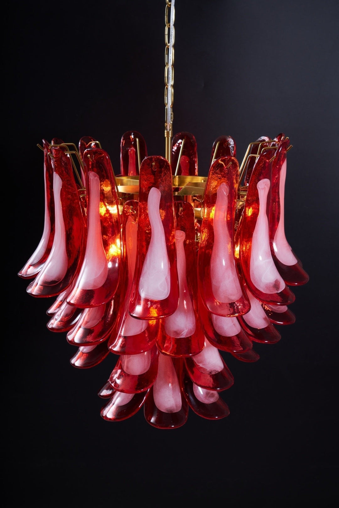 Celarine lampadario a petali Rossi in vetro Stratificato Artistico