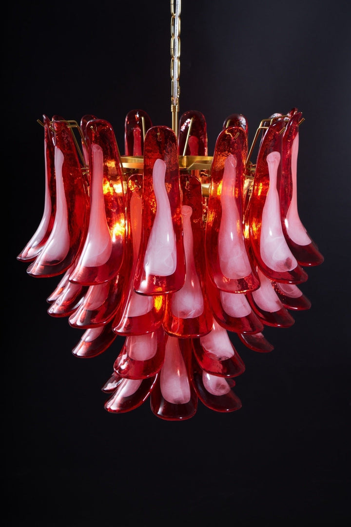 Celarine lampadario a petali Rossi in vetro Stratificato Artistico