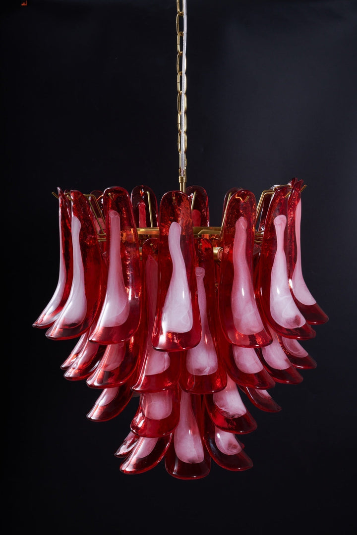 Celarine lampadario a petali Rossi in vetro Stratificato Artistico