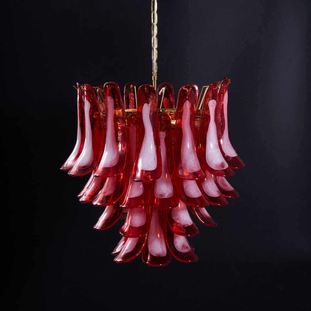 Celarine lampadario a petali Rossi in vetro Stratificato Artistico