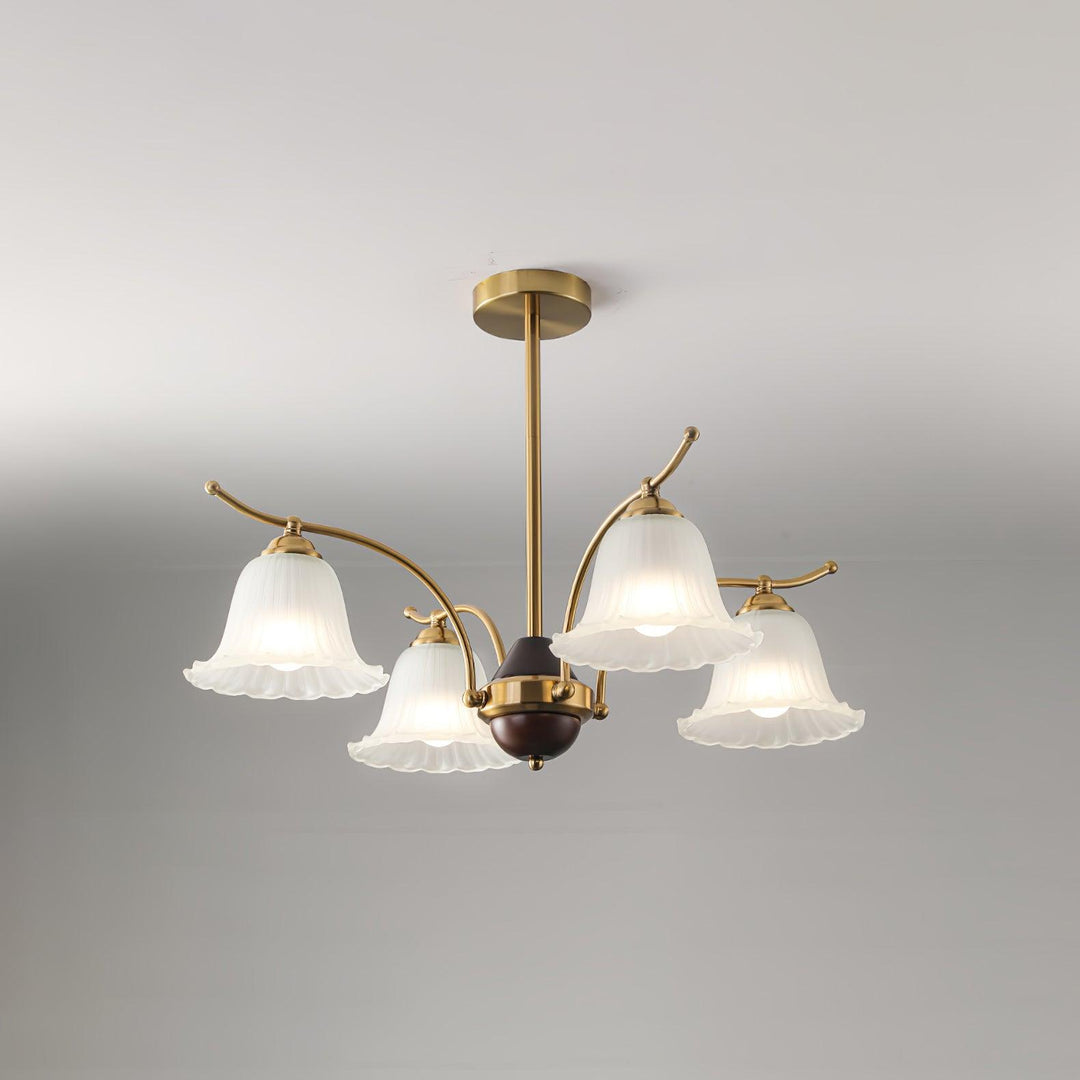 Ohel lampadario in ottone con Paralume in alabastro